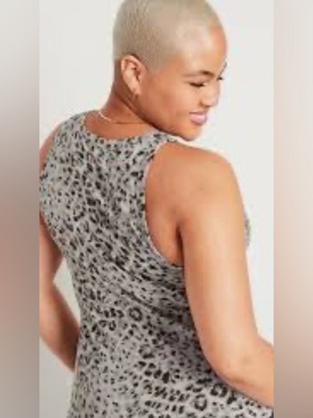 Old Navy Gray Leopard Print Cross Back Midi Shift Dress‎ - Women's Size Medium